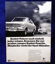 Opel Kadett B Coupe F und Kadett, originale Werbung aus 1968