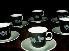 50s Mocca Espresso Tasse Kaffee Service KARLSBADER Porzellan LOUCKY Rose