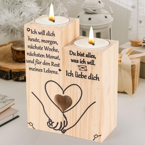 Holz kerzenständer herz - holz,
