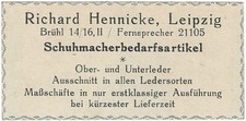 31/342 ANZEIGE AUS EINER ZEITUNG 1925 WERBUNG HENNICKE LEIPZIG SCHUHMACHERBEDARF