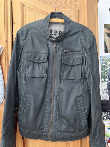 Lederjacke herren grau blau - herren, grau-blau