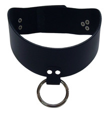 Lederhalsband BDSM O-Ring Unisex breit Gothic Punk verstellbar Echtleder LWPH