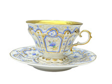 Alte KPM Tasse mit Untertasse,Blumenmalerei mit viel Goldverzierung um 1850