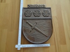 geschnitztes Wappen von Raubach, 21 x 29 cm