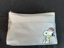 Silberne Kulturtasche Snoopy Peanuts Grau 28x20x11 cm Kosmetik Aufbewahrung