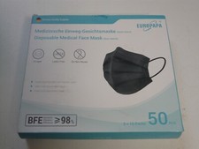 EUROPAPA 50x FFP2 Schwarz Maske Atemschutzmaske 5-Lagen Mundschutzmaske OP Maske