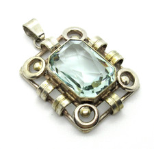 ORIGINAL ART DECO Anhänger 800 Silber großer Aquamarin ? Spinell ? Jugendstil