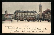 Darmstadt, Ernst-Ludwigsplatz mit Strassenbahn, Ansichtskarte 1899 