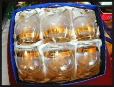 6 Cognac Schwenker Kristall Goldrand Ätzdekor  Made in Italy  H= 10cm aus 70er