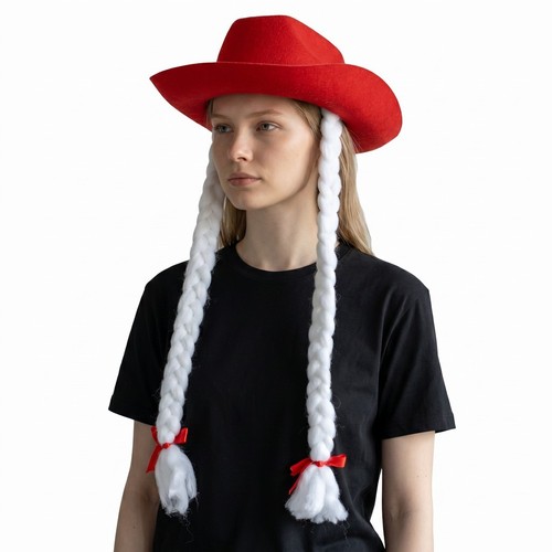 Cowboyhut rot mit weißen - mit,