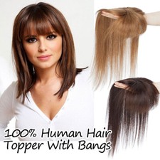 Damen 100% Remy Echthaar Toupet Toupee Topper Clip In Human Hair Haarteile Pony