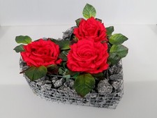Herz Kies Roter Rosen Gitter Pflanzschale Grabschmuck Grabgestaltung Grabherz