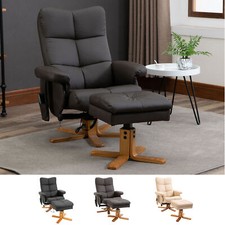 HOMCOM Relaxsessel mit Liegefunktion Massagesessel mit Fußhocker
