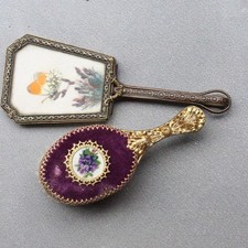 Antik Jugendstil Puppen Spiegel mit Bürste für die  antique Puppe antique mirror