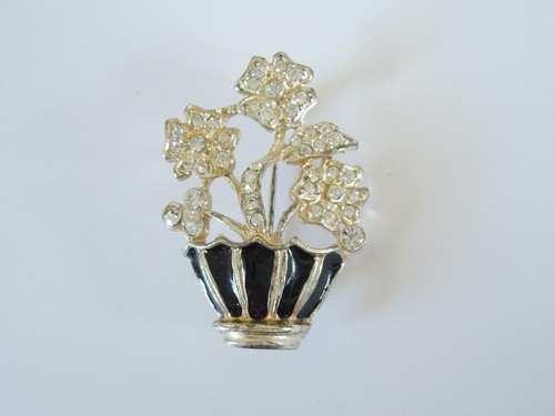 Brosche vintage email schwarz - email,