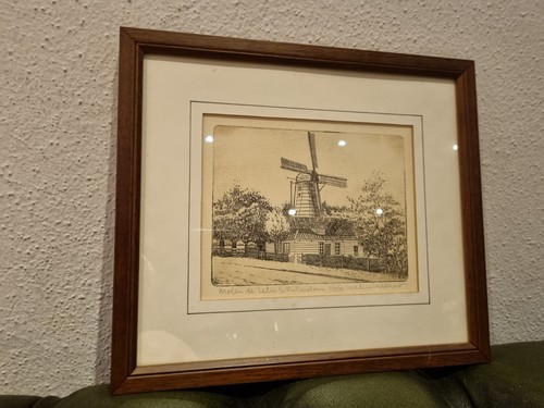 Original radierung windmühle - original,