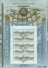 Numisblatt 2/2006 Karl Friedrich Schinkel 10 Euro Silbermünze und Markenbogen
