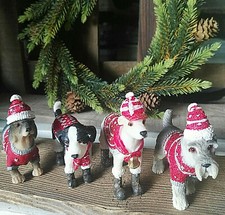 4 x Hund Weihnachtsdeko