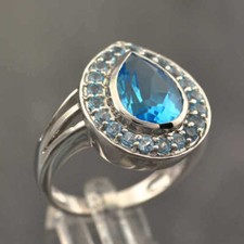 Großer Swiss Blue Topas Ring