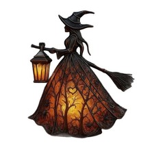 Halloween Hexe Lampe, Gothic Spooky Hexe hält Laterne Tischlampe Figur