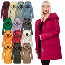 Marikoo Damen warme Winter Softshell Jacke Parka Mantel lang mit Kapuze B856
