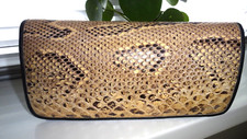 VINTAGE 80ER JAHRE ECHT PYTHON SCHLANGENHAUT CLUTCH TASCHE GEFÜTTERT