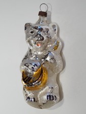 Alter Christbaumschmuck - Glasornament Katze mit Mandoline  (# 5285)