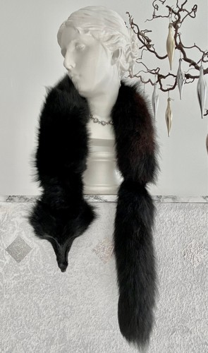 Schwarze echtpelz fuchs stola - schwarze,