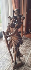 Holzskulptur Figur Handgeschnitzt Christophorus Und Jesuskind 75 Cm