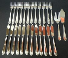 SBS Solingen Nürnberger Kreuzband Fischbesteck + Vorleger 12 Pers.Edelstahl Neu