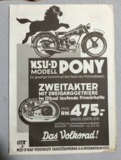 Original Prospekt NSU Pony Motorrad Oldtimer