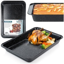 Backblech Ofenblech Kuchenblech Backform mit Granitbeschichtung 47,5x32x5,5 cm