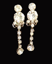 Ohrringe Neu Gablonz Kristall Ohrclips funkelnd blitzend anmutig schön 3cm 80er