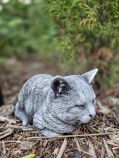 Steinfigur Katze Milo grau