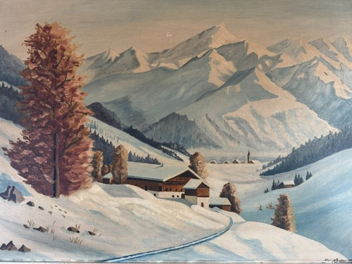 ölgemälde landschaft winter - landschaft,