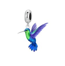 Charm Dangle 925 Silber Kolibri Vogel Flügel - Anhänger für Armband