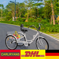 Klapprad Dreirad für Erwachsene 24 Zoll 7-Gange 3-Räder Fahrrad mit Einkaufskorb