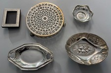 Silber Set 3 Schalen + 1 Untersetzer (versilbert), 1 Rahmen (925er Silber)