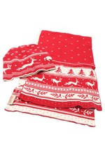 SANDER Mützen Set Damen Rot Norwegermuster Strickmuster Weihnachten UNI