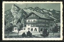 Oberammergau, Totalansicht Haus Alois Lang, Ansichtskarte 1930 