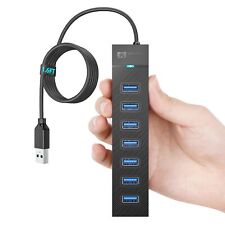 USB 3.0 Hub 7 Ports Splitter Adapter mit Aktiv Netzteil Verteiler für PC Laptop
