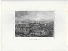 Original Stahlstich Hildburghausen L. Rohbock delt.  Joh. Poppel sculpt. um 1850