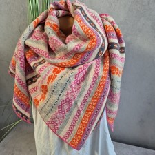 Zwillingsherz Damen Tuch Schal Dreieckstuch Mehrfarbig Kaschmir Wolle (5 113)