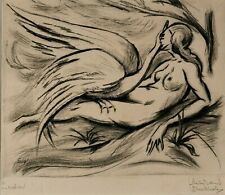 Gerhard Windisch Wien, "Leda" 1922, Lithographie, sign, datiert, Erotik, Antike