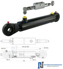 Hydraulikzylinder doppeltwirkend 50/28 Hub 140 Augen-25mm Sperrventil Sperrblock