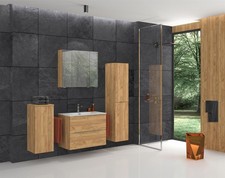 Badmöbel Set mit Waschbecken ADEL 80 cm EICHE COUNTRY Soft-Close MONTIERT