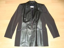 Basler Damen Mantel elegante Lederoptik Schwarz Gr. 38 Reißverschluss Taschen