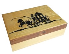 Holzkästchen, kleine Spielkartenbox, mit Motiv Pferdekutscher 
