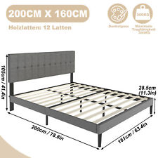 90/140/160cm Bettrahmen Bettgestell Polsterbett Bett mit Gepolstertes Kopfteil