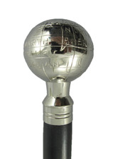 Spazierstock Kugelgriff silberfarben vernickelt Holz Schaft Gehilfe Geschenk